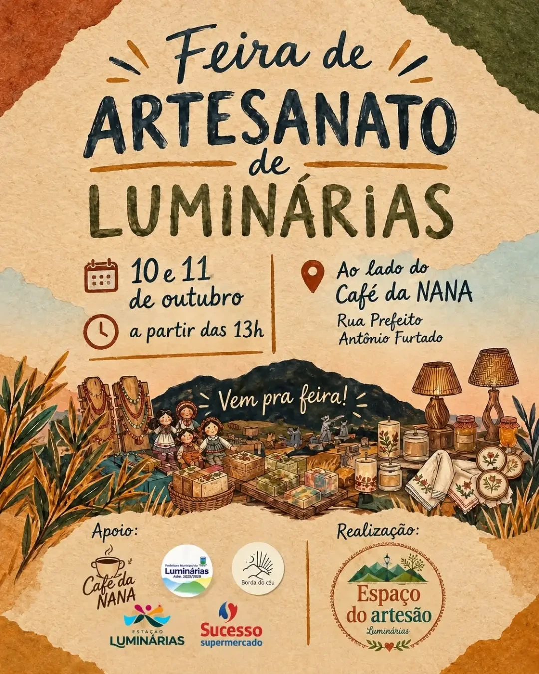 Feira de Artesanato de Luminárias, MG: 10 e 11 de outubro